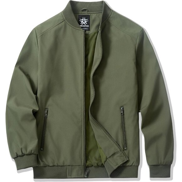 Other - Men's Avocado Green Stylish Fashion Bomber Jackets Coats Casual Zipper Pockets
